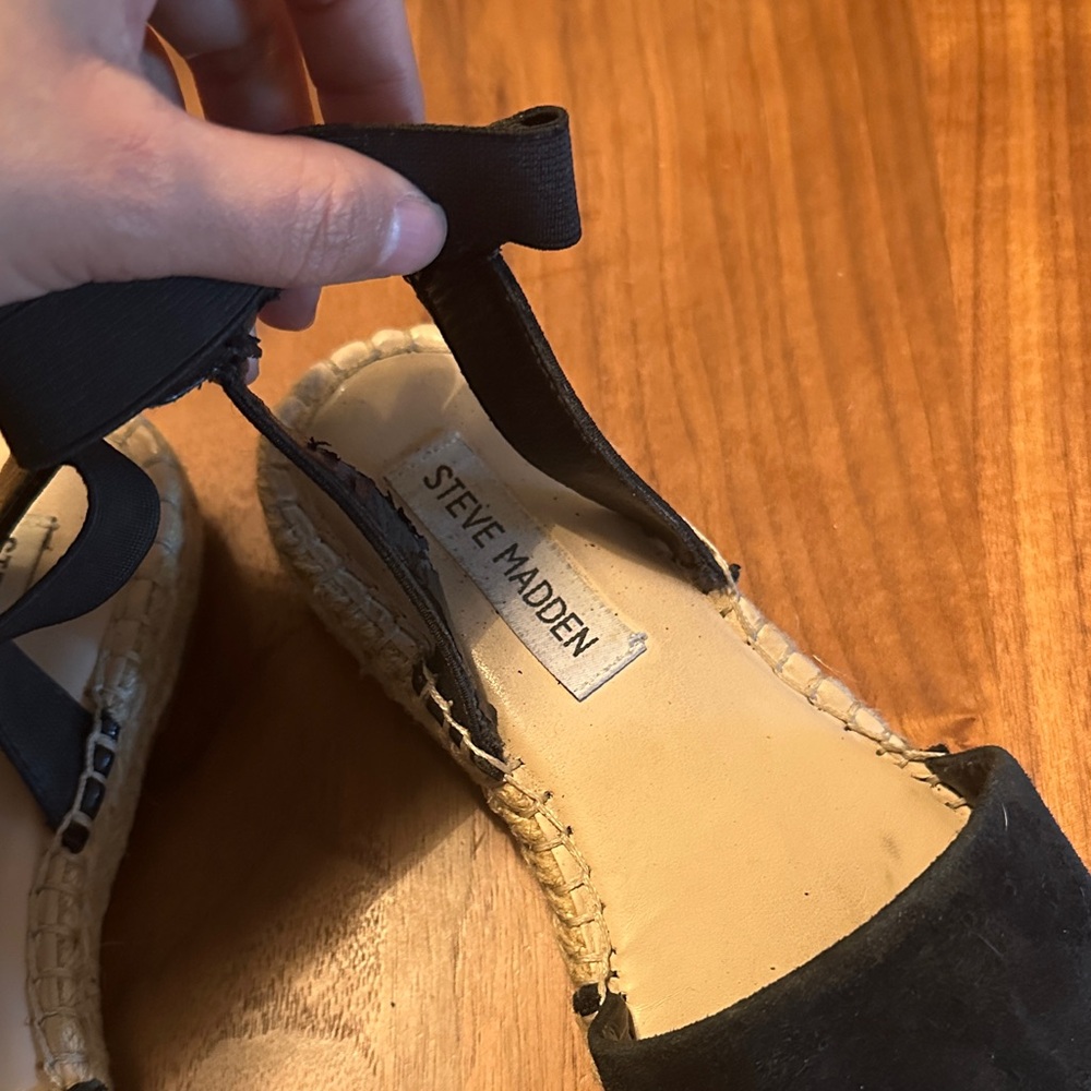 Steve Madden Black Espadrille Ankle-Strap Flats Size 6.5 - Picture 3 of 4